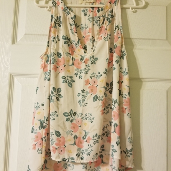 Anthropologie Tops - Anthropologie Pink Floral Hi-Lo Tank Top Paper Crown Rifle Paper Co, size Medium